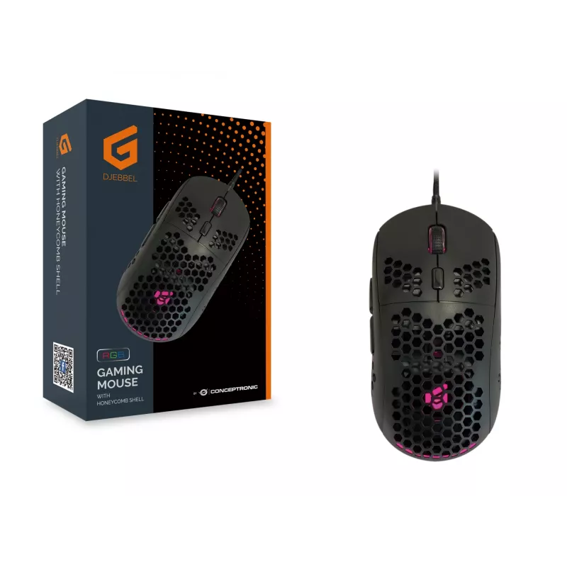 Conceptronic DJEBBEL 6D herná myš s voštinovou štruktúrou, 6400 DPI