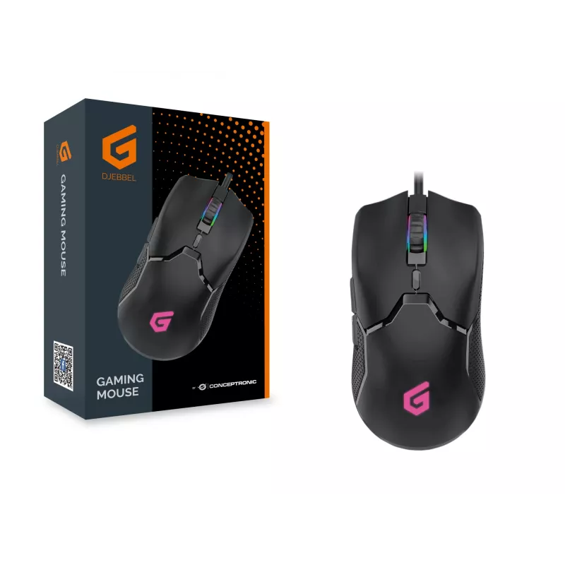 Conceptronic DJEBBEL 6D herná myš, 7200 DPI, pre pravákov, optická, USB Type-A, 7200 DPI, čierna