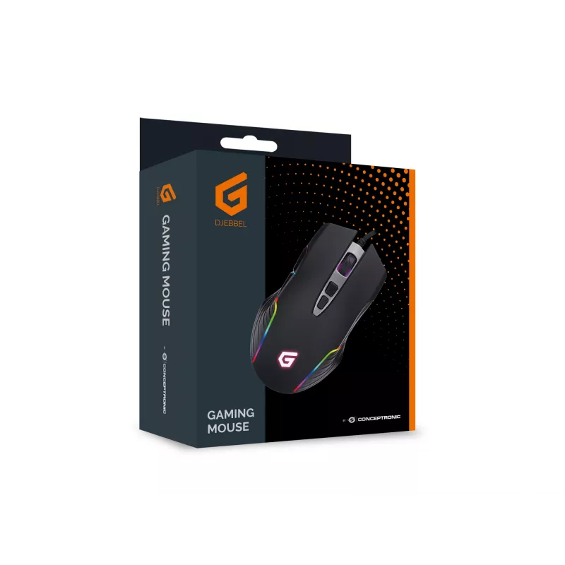 Conceptronic 7D herná USB myš, 7200 DPI, pre pravákov, optická, USB Type-A, 7200 DPI, čierna