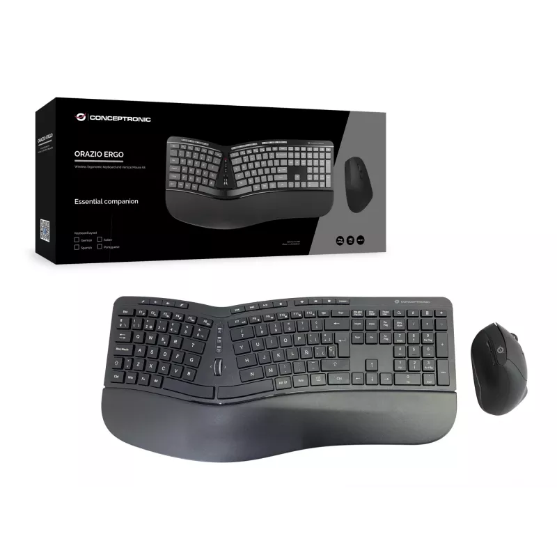 Conceptronic ORAZIO ERGO bezdrôtová ergonomická sada klávesnice a myši, španielske rozloženie