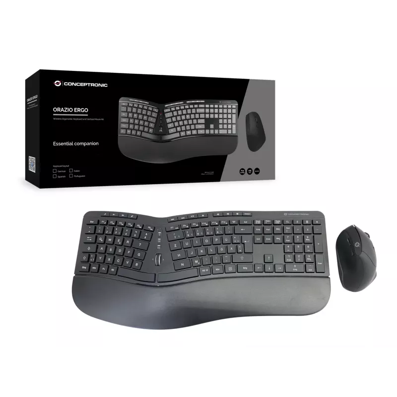 Conceptronic ORAZIO ERGO bezdrôtová ergonomická sada klávesnice a myši, nemecké rozloženie