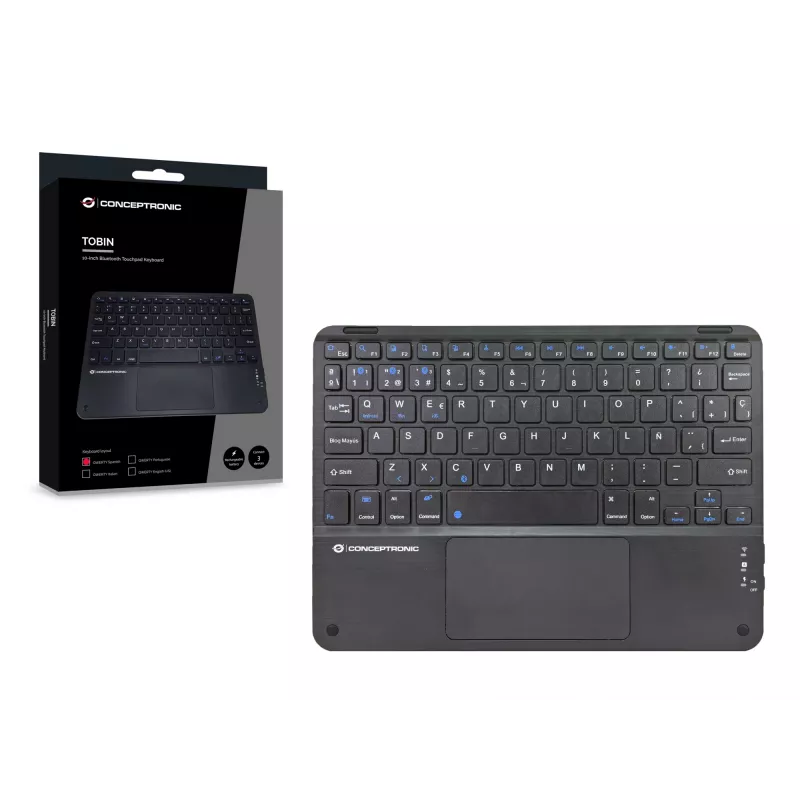 Conceptronic TOBIN01BES 10-palcová Bluetooth klávesnica s touchpadom, QWERTY španielska