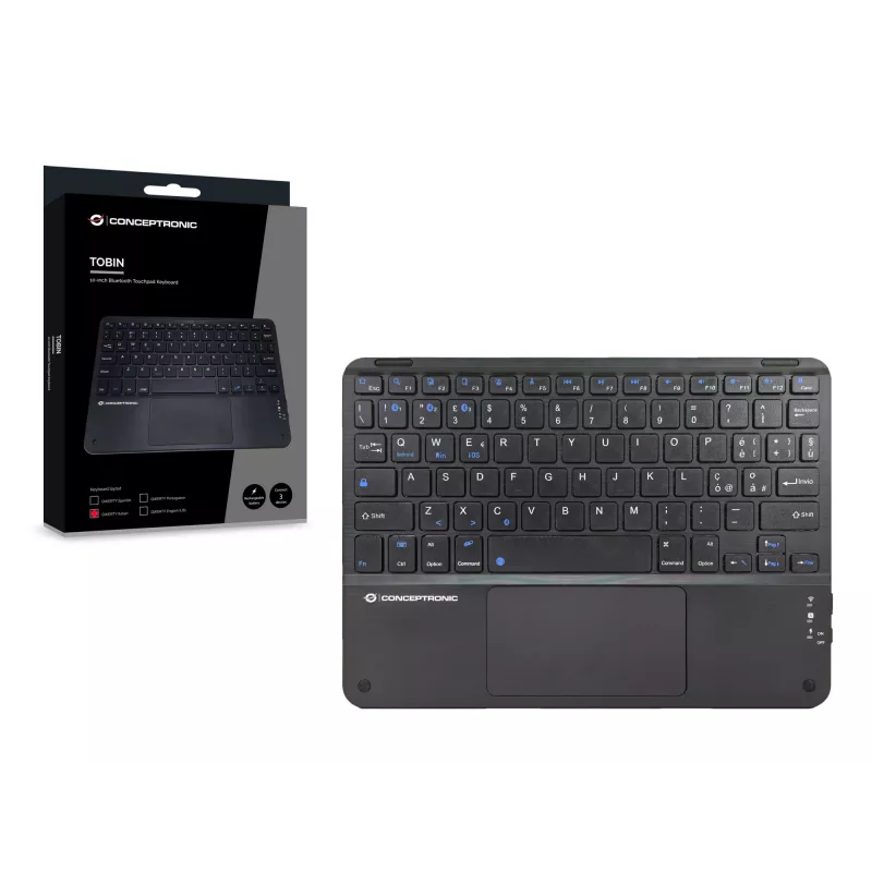 Conceptronic TOBIN01BIT 10-palcová Bluetooth klávesnica s touchpadom, QWERTY talianska