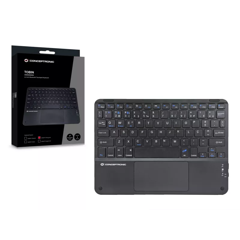 Conceptronic TOBIN01BPT 10-palcová Bluetooth klávesnica s touchpadom, QWERTY portugalská