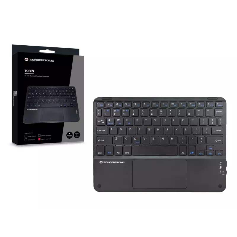 Conceptronic TOBIN01BUS 10-palcová Bluetooth klávesnica s touchpadom, QWERTZ EN (US)