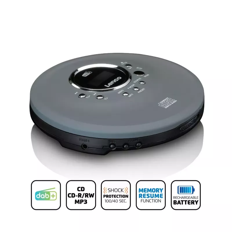 Osobný CD prehrávač Lenco CD-400GY antracitová podpora MP3 odolný proti nárazom 40s