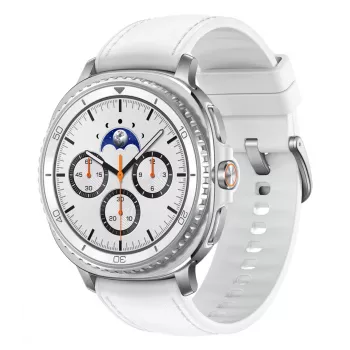 Samsung Galaxy Watch8 Classic SM-L505 46 mm LTE inteligentné hodinky, 3,4 cm (1,34 palca) AMOLED 438 x 438, dotykový displej, 64 GB, Wi-Fi, GPS, Wear OS, hybridný remienok z ekokože, biele