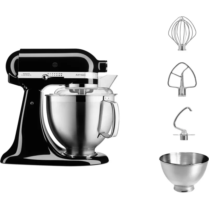 KitchenAid kuchynský robot Artisan 5KSM185PS — 4,8 L nerezová misa, 300 W, 10 rýchlostí, čierny