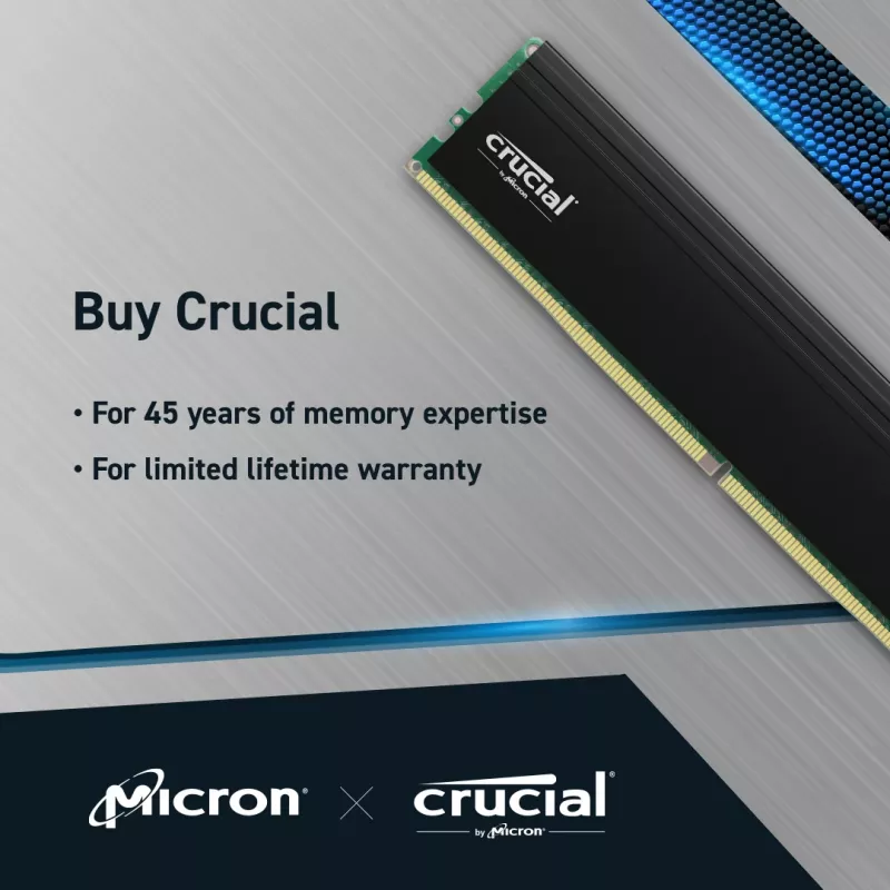 Crucial Pro 32GB DDR4-3200 CL22 UDIMM operačná pamäť pre stolné PC (CP32G4DFRA32A)