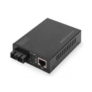 DIGITUS mediálny konvertor, multimode 10/100/1000Base-T na 1000Base-SX, vrátane napájacieho zdroja, SC konektor, až do 0,5 km