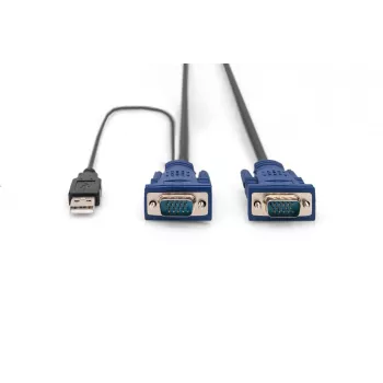 DIGITUS KVM káblová sada, VGA, PS/2 myš, PS/2 klávesnica, USB HD DB15/M, 2xMiniDIN6/M, USB Type-A/M – HD DB15/M čierna, 1,8 m