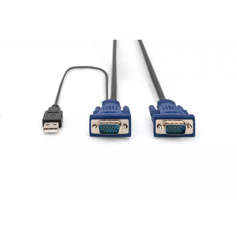 DIGITUS KVM káblová sada, VGA, PS/2 myš, PS/2 klávesnica, USB HD DB15/M, 2xMiniDIN6/M, USB Type-A/M – HD DB15/M čierna, 1,8 m