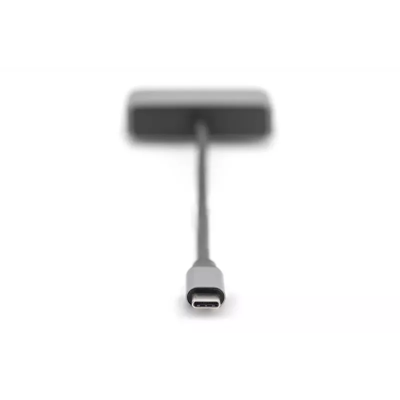 DIGITUS USB-C - mini DP + VGA adaptér, 20 cm 4K/30Hz, strieborná, hliníkové puzdro