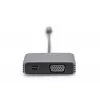 DIGITUS USB-C - mini DP + VGA adaptér, 20 cm 4K/30Hz, strieborná, hliníkové puzdro
