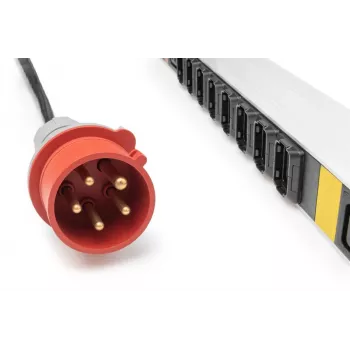 DIGITUS IT BASIC PDU. 3PH. 16A. 24 x C13. 3 x C19 vertikálny. 3m kábel. IEC309 3Ph-16A konektor samec