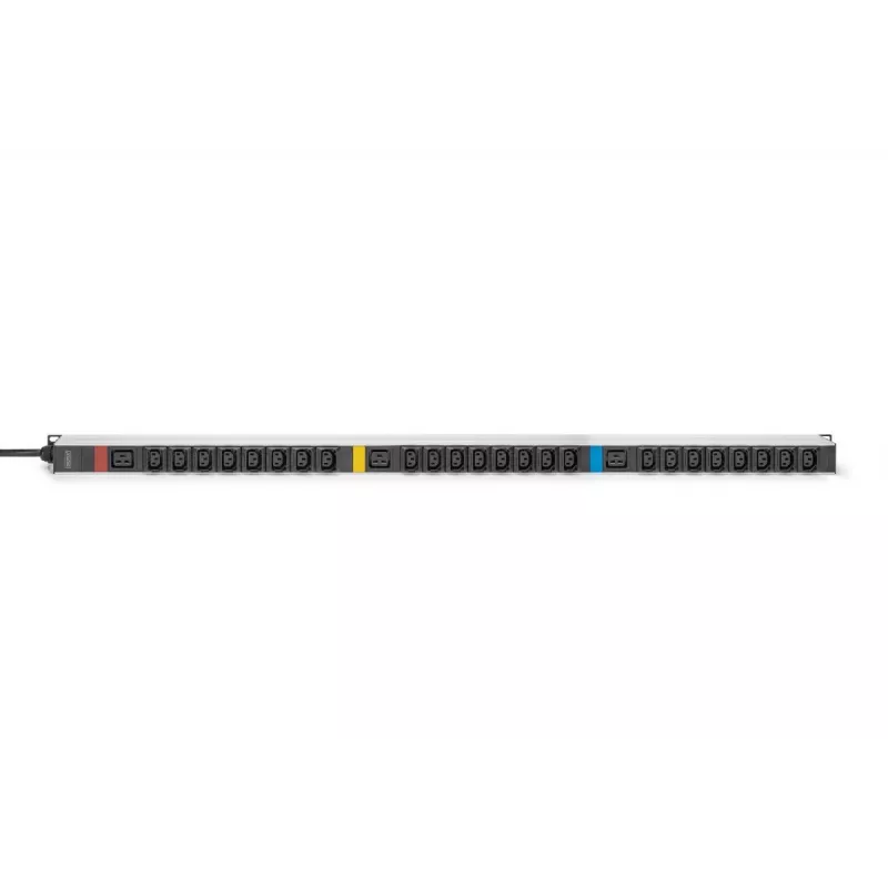 DIGITUS IT BASIC PDU. 3PH. 16A. 24 x C13. 3 x C19 vertikálny. 3m kábel. IEC309 3Ph-16A konektor samec