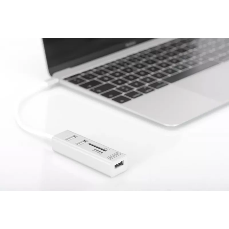 DIGITUS USB 2.0 Type-C HUB s čítačkou kariet 3x USB 2.0. 1x SD, 1x MicroSD konektor hliníkové puzdro