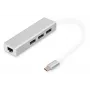 DIGITUS 3 port USB 3.0 Type-C hub s Gigabit Ethernet 3x USB A/F,1xUSB C/M,1x RJ45 LAN