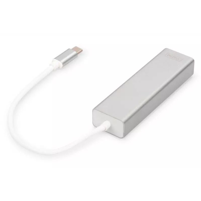 DIGITUS 3 port USB 3.0 Type-C hub s Gigabit Ethernet 3x USB A/F,1xUSB C/M,1x RJ45 LAN