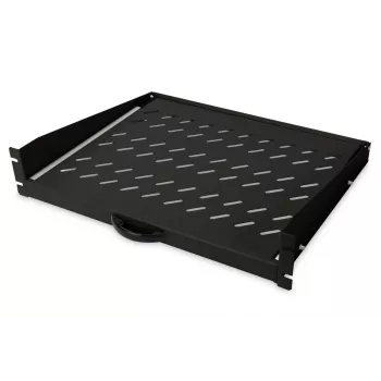 DIGITUS 2U výsuvná polica pre skrine od 450 mm hĺbky 88x483x352 mm, do 30 kg, čierna (RAL 9005)