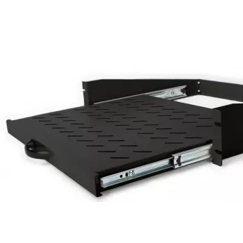 DIGITUS 2U výsuvná polica pre skrine od 450 mm hĺbky 88x483x352 mm, do 30 kg, čierna (RAL 9005)