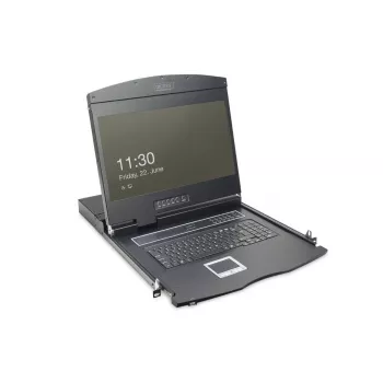 DIGITUS Modularized 48.3cm (19in) TFT konzola s 8 port Cat.5 KVM, RAL 9005 čierna - Qwertzu nemecká