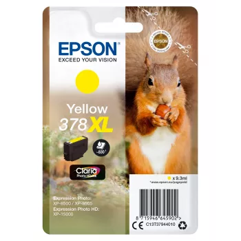 Epson Squirrel samostatné balenie žltá 378XL Claria Photo HD atrament, vysoký (XL) výťažok, žltá, pigmentový atrament, 9,3 ml, 1 ks, 830 strán