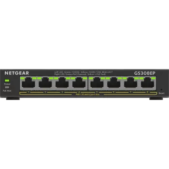 NETGEAR 8-Port Gigabit Ethernet PoE+ Plus Switch (GS308EP) Managed L2/L3 Gigabit Ethernet (10/100/1000) Power over Ethernet (PoE) čierna