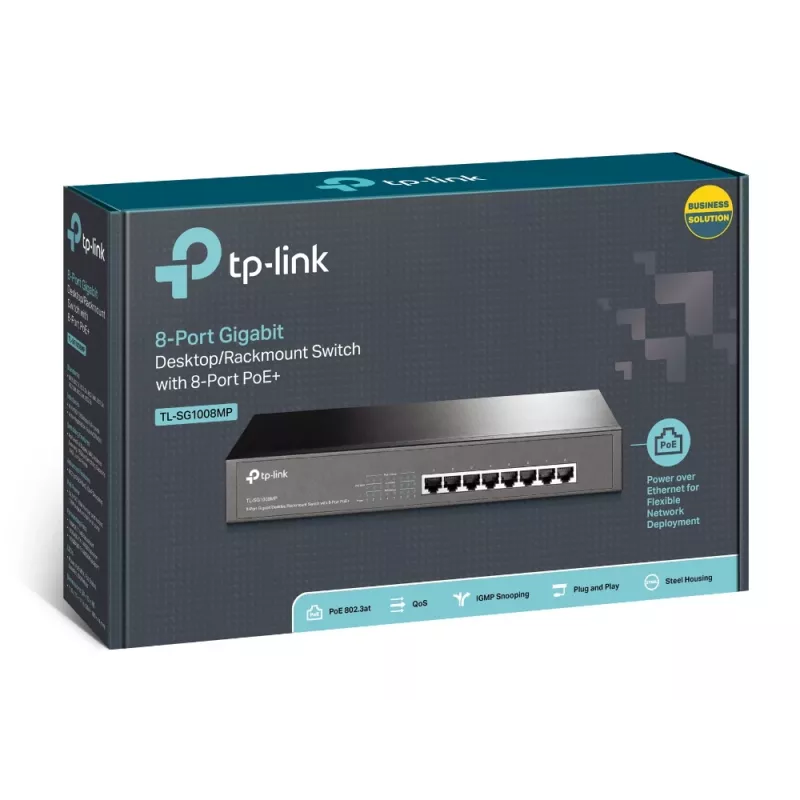 TP-Link TL-SG1008MP Unmanaged Gigabit Ethernet (10/100/1000) Power over Ethernet (PoE) 1U čierna