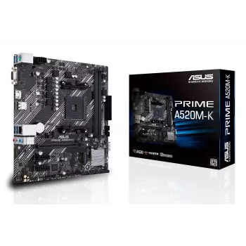 Základná doska ASUS PRIME A520M-K, AMD A520 čipset, socket AM4, micro ATX, 2x DDR4, 64 GB, 1x M.2, 4x SATA III, HDMI 2.1