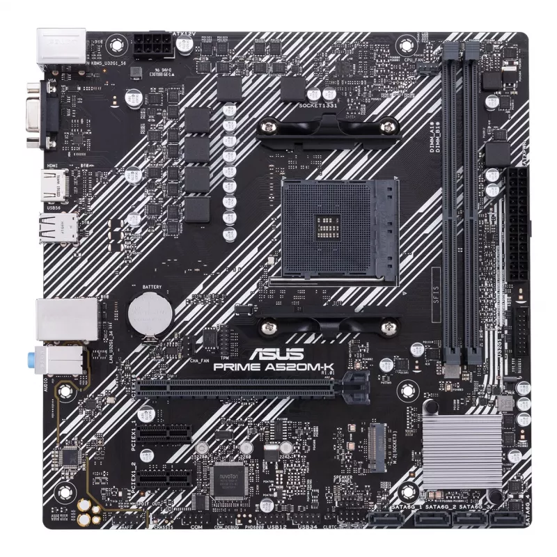 Základná doska ASUS PRIME A520M-K, AMD A520 čipset, socket AM4, micro ATX, 2x DDR4, 64 GB, 1x M.2, 4x SATA III, HDMI 2.1