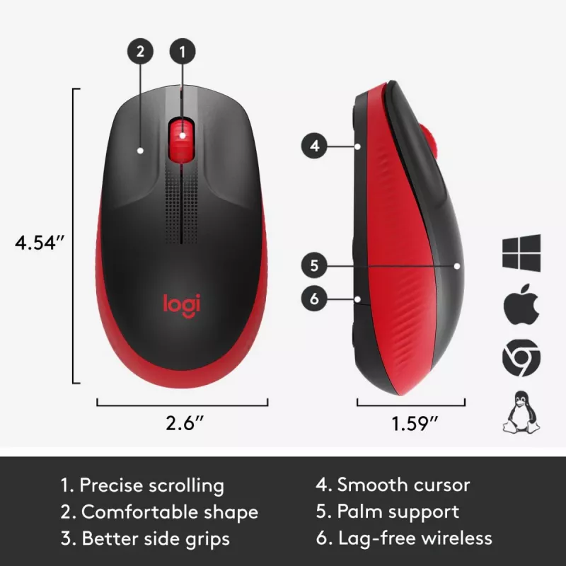 Myš Logitech M190 Wireless USB červená