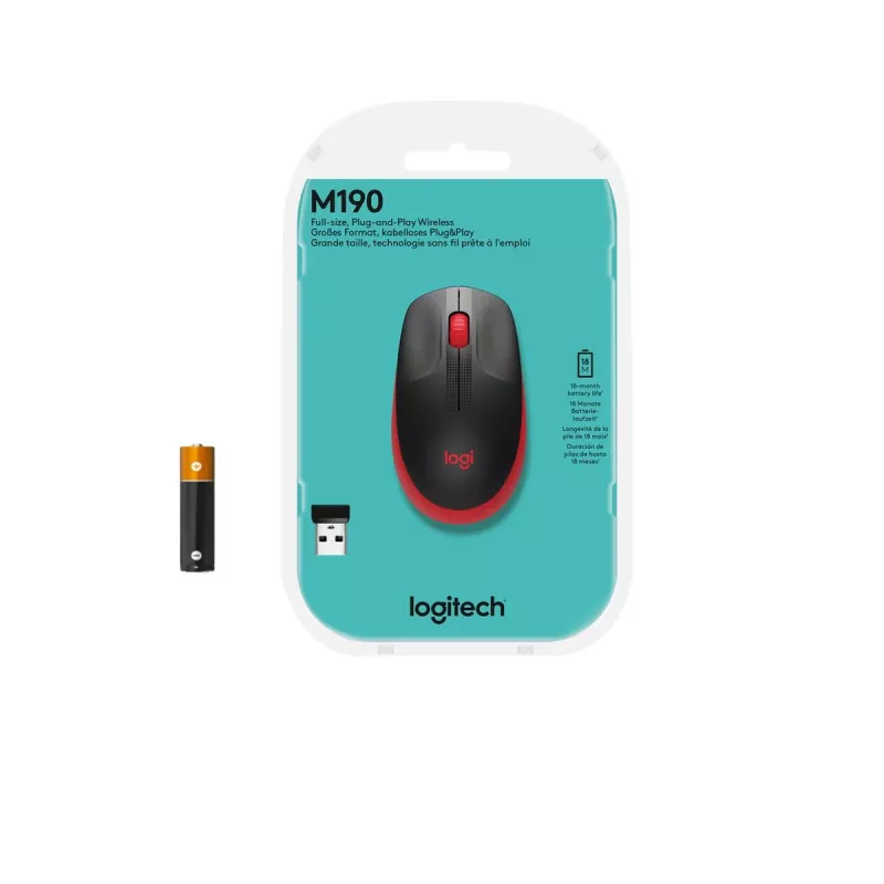 Myš Logitech M190 Wireless USB červená