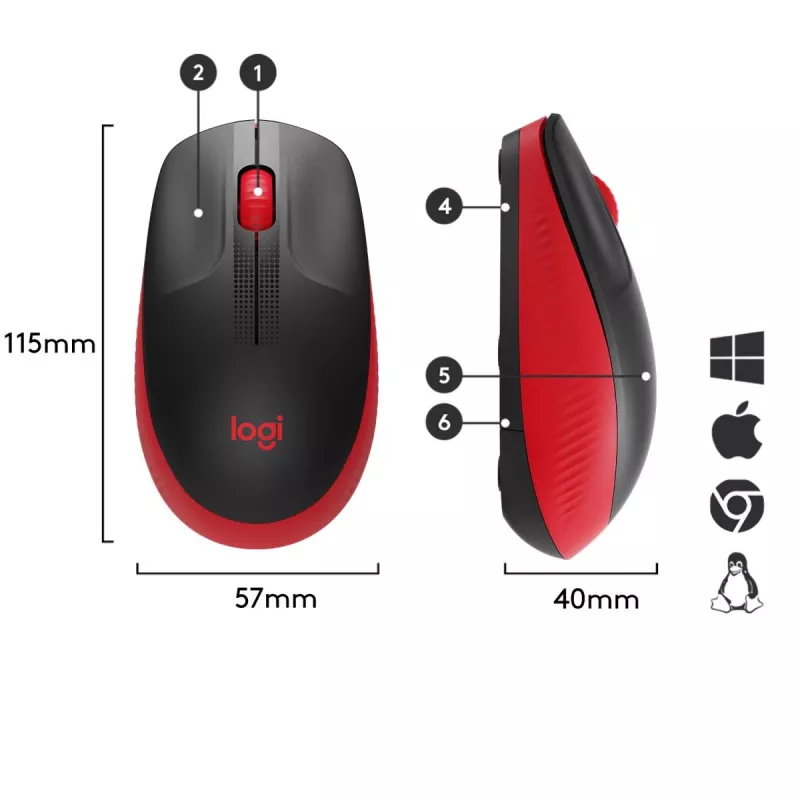 Myš Logitech M190 Wireless USB červená