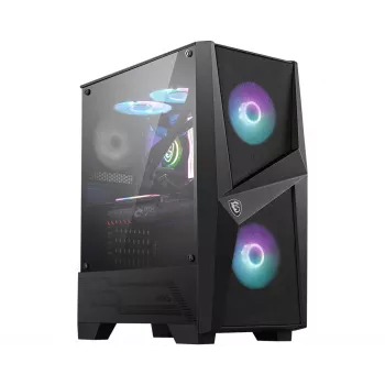 MSI MAG FORGE 100R Midi Tower herná počítačová skriňa 'čierna, 2x 120mm ARGB PWM ventilátor, 1x 120mm ventilátor, 1-6 ARGB Hub, Mystic Light Sync, temperované sklo, ATX, mATX, mini-ITX'