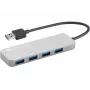 Sandberg USB 3.0 hub 4 porty SAVER, USB 3.2 Gen 1 (3.1 Gen 1) Type-A, USB 3.2 Gen 1 (3.1 Gen 1) Type-A, 5000 Mbit/s, strieborný, hliník, 40 g