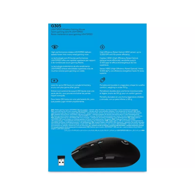 Logitech G305 Lightspeed bezdrôtová herná myš, čierna