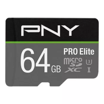 PNY Micro-SD Pro Elite 64 GB Class 10 UHS-I U3 A1 V30 SD adaptér