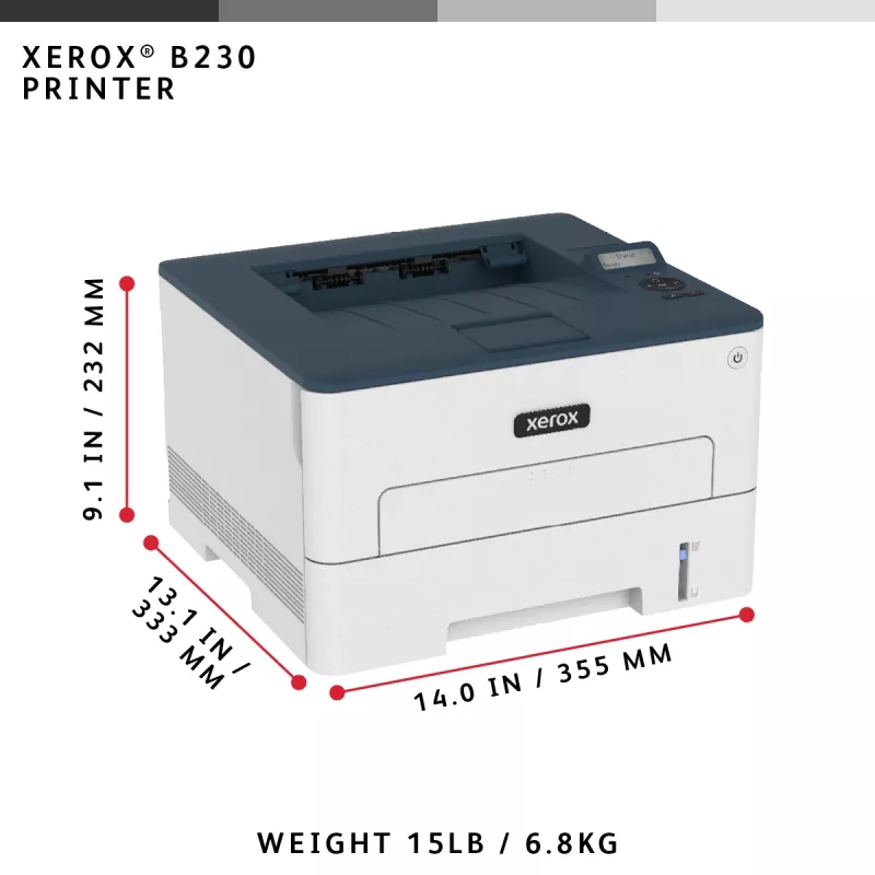 Xerox B230 A4 34ppm Wireless Duplex tlačiareň PCL5e/6 2 papierové zásobníky celkom 251 listov