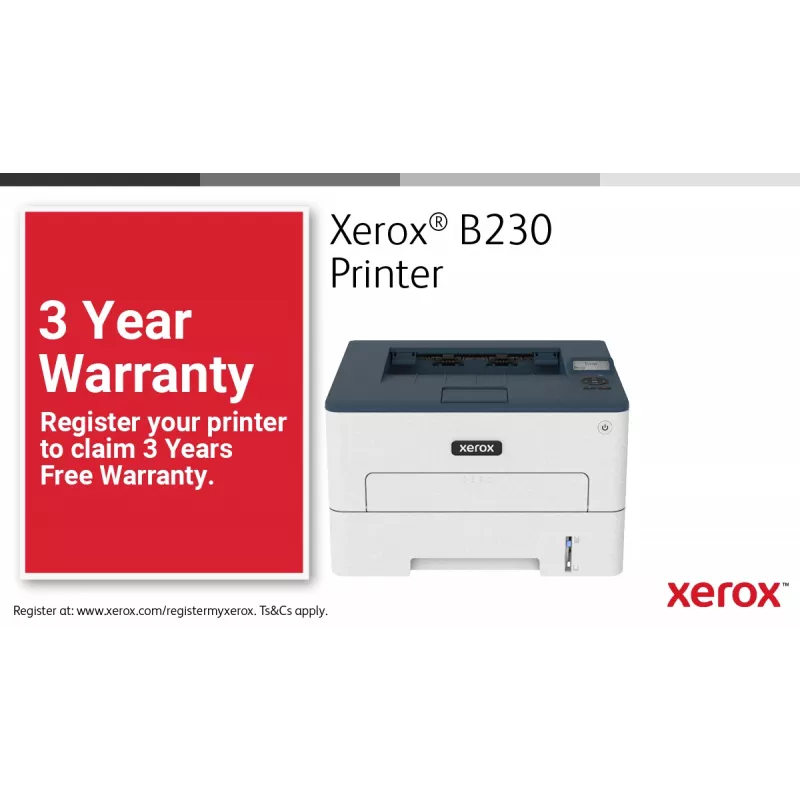 Xerox B230 A4 34ppm Wireless Duplex tlačiareň PCL5e/6 2 papierové zásobníky celkom 251 listov