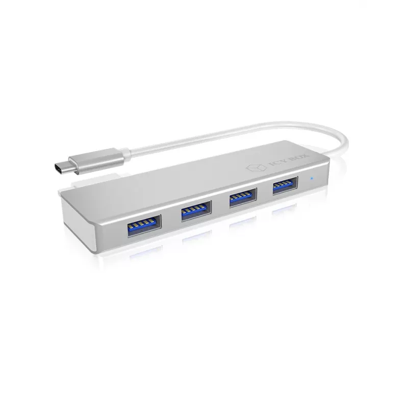 ICY BOX IB-HUB1425-C3 USB 3.2 Gen 1 (3.1 Gen 1) Type-C 5000 Mbit/s strieborný