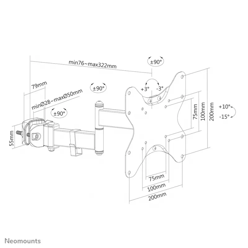 Neomounts FL40-450BL12 TV držiak na stožiar 58,4-106,7 cm (23-42