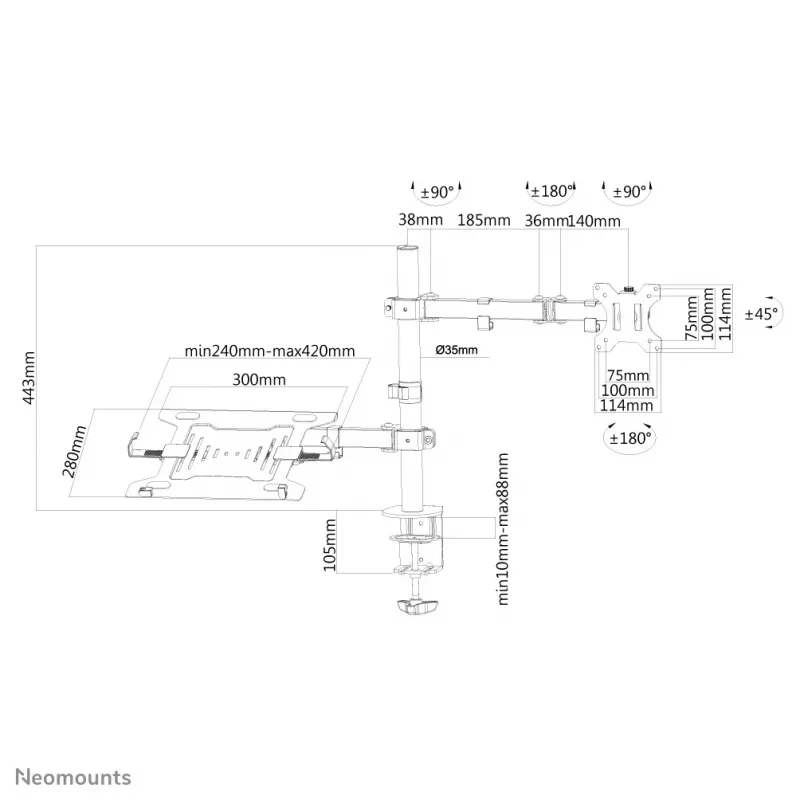 Neomounts FPMA-D550NOTEBOOK držiak monitora s držiakom na notebook 10-32