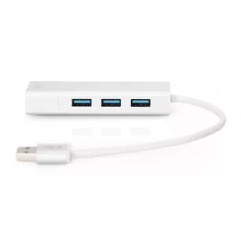 DIGITUS USB 3.0, 3-portový hub & Gigabit LAN adaptér 3xUSB A/F, 1xUSB A/M, 1xRJ45 LAN podporuje Windows a Mac OS