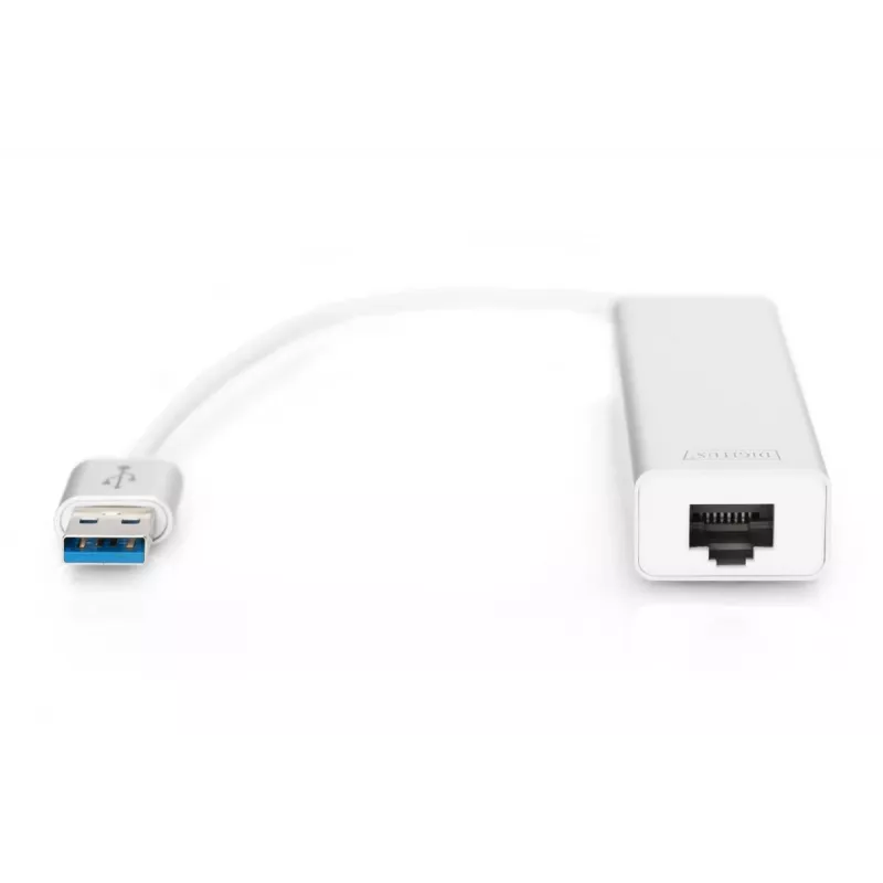 DIGITUS USB 3.0, 3-portový hub & Gigabit LAN adaptér 3xUSB A/F, 1xUSB A/M, 1xRJ45 LAN podporuje Windows a Mac OS