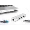 DIGITUS USB 3.0, 3-portový hub & Gigabit LAN adaptér 3xUSB A/F, 1xUSB A/M, 1xRJ45 LAN podporuje Windows a Mac OS