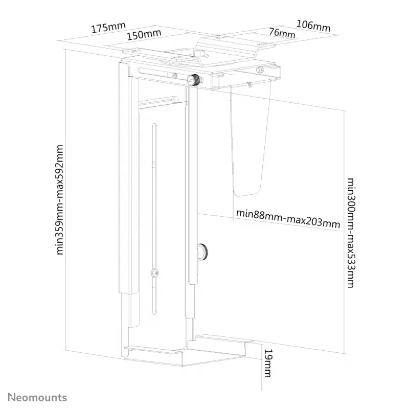 Neomounts NM-CPU100 čierny CPU držiak – otočný – max. 10 kg – univerzálny
