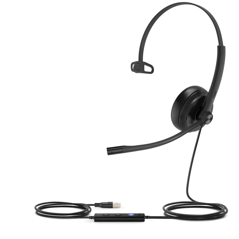 Yealink UH34 Mono Teams headset, káblový, kancelária/call centrum, 20 - 20000 Hz, 88 g, headset, čierny