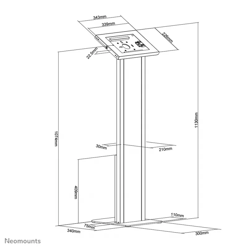 Neomounts FL15-750WH1 podlahový stojan na tablet 9,7–11 palcov - uzamykateľný