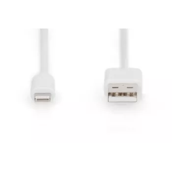 DIGITUS USB-A na Lightning MFI C89, 2 m dátový a nabíjací kábel, biela, 5 V, 2,4 A